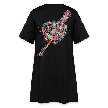Gant Balle et Batte de Baseball Multicolore   - Robe T-shirt Femme - noir - Dos