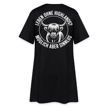 Highland Rinder - Frauen T-Shirt-Kleid - Schwarz - Hinten