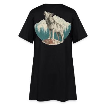 Wolf - Frauen T-Shirt-Kleid - Schwarz - Hinten