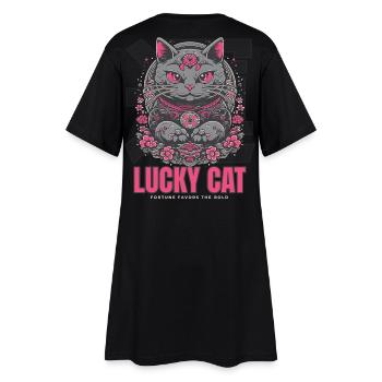 Lucky Cat Glückskatze Maneki Neko Pink - Frauen T-Shirt-Kleid - Schwarz - Hinten