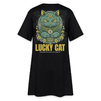 Lucky Cat Glückskatze Maneki Neko Jade - Frauen T-Shirt-Kleid - Schwarz - Hinten