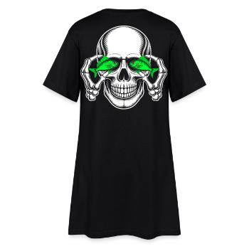 Crâne aux yeux de poisson verts - Robe T-shirt Femme - noir - Dos