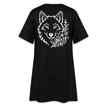 Loup aux fleurs Art naturel élégant - Robe T-shirt Femme - noir - Dos