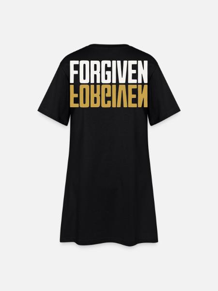 Forgiven Spiegel Design Weiß Gold Dark - Frauen T-Shirt-Kleid - Schwarz