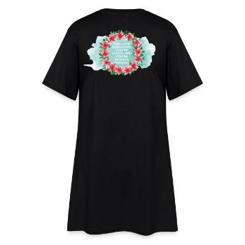 You’re Loved & Enough – Aquarell Blumenkranz - Frauen T-Shirt-Kleid - Schwarz - Hinten