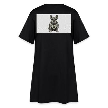 Tattoo Bulldog Gris with Green Pendant - Women’s T-Shirt Dress - black - Back