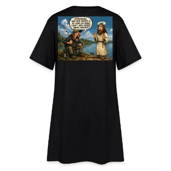Angler mit Prioritäten - Frauen T-Shirt-Kleid - Schwarz - Hinten