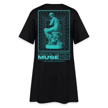 Statue au néon dans le cyberespace - Robe T-shirt Femme - noir - Dos