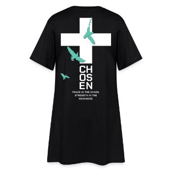 CHOSEN Kreuz Tauben Weiß Peace Chaos - Frauen T-Shirt-Kleid - Schwarz - Hinten