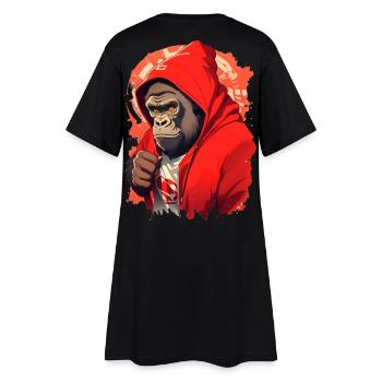 Gorilla with red hoody - Women’s T-Shirt Dress - black - Back