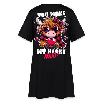 Highland Cow Design de la Saint-Valentin - My Heart Moo - Robe T-shirt Femme - noir - Dos