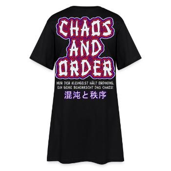 Chaos & Order / Chaos & Ordnung - Frauen T-Shirt-Kleid - Schwarz - Hinten
