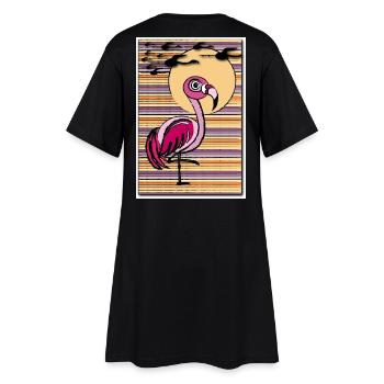 Flamingo in the sunset - Frauen T-Shirt-Kleid - Schwarz - Hinten