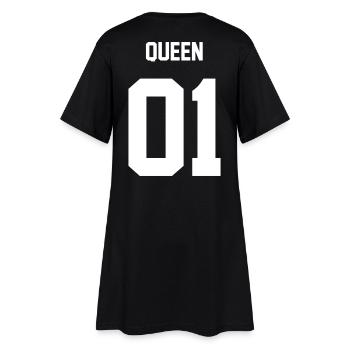 QUEEN WEIß - Frauen T-Shirt-Kleid - Schwarz - Hinten