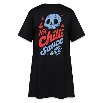 Blue Skull Chili Sauce Design - Women’s T-Shirt Dress - black - Back