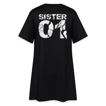 Sister 01 | Partnershirts - Frauen T-Shirt-Kleid - Schwarz - Hinten