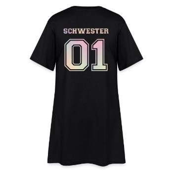 Schwester 01 Familie Sis Sister Geschenk bday - Women’s T-Shirt Dress - black - Back