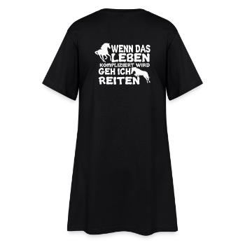Wenn das Leben kompliziert wird geh ich reiten - Frauen T-Shirt-Kleid - Schwarz - Hinten