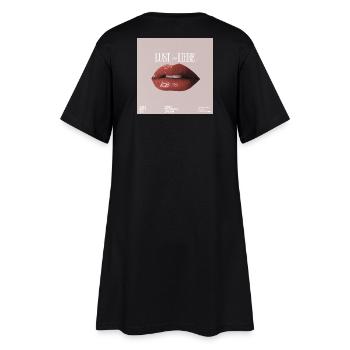 Lust und Liebe: Lippenkunst  - Frauen T-Shirt-Kleid - Schwarz - Hinten