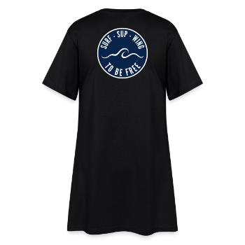 Surf SUP Wing to be free – Badge in Navy - Frauen T-Shirt-Kleid - Schwarz - Hinten