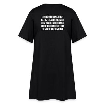 Einhornfeindlich - Frauen T-Shirt-Kleid - Schwarz - Hinten