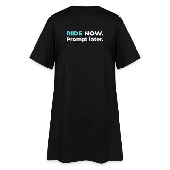 Monte maintenant. Prompt plus tard. – Conception en cyan - Robe T-shirt Femme - noir - Dos