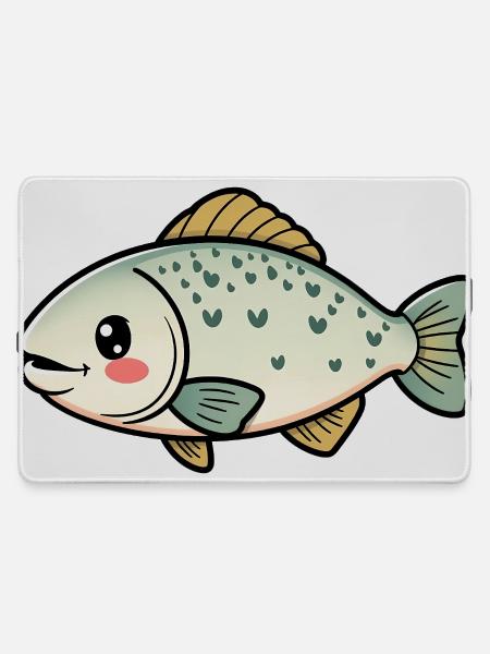 Forelle Fisch - Mousepad groß für Gamer - Grau