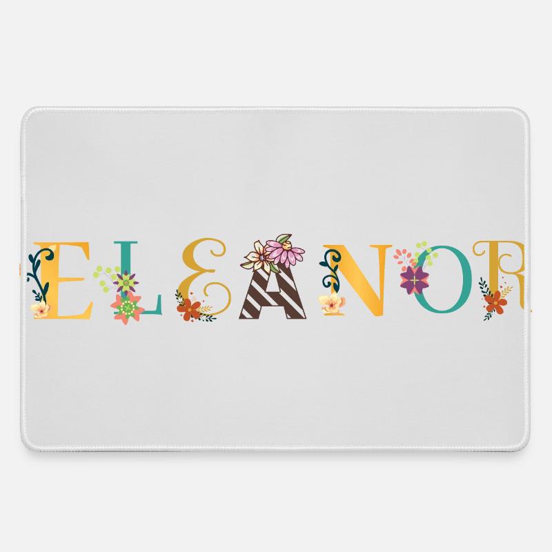 Art du nom ELEANOR avec des fleurs brodées - Grand tapis de souris gamer - bruyère