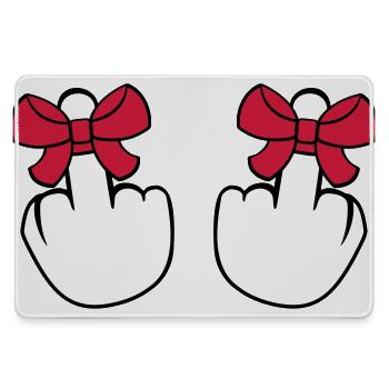 2 haende wichser mittelfinger zeigen beleidigen fi - Mousepad groß für Gamer - Grau - Vorne