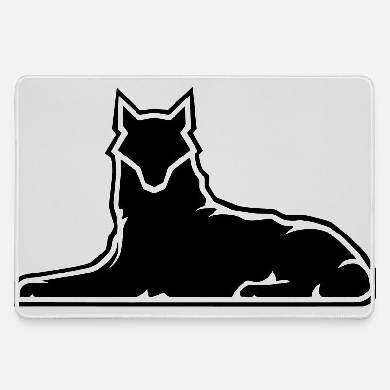 Minimalist Wolf Silhouette Design - Large Gaming Mouse Mat - grey