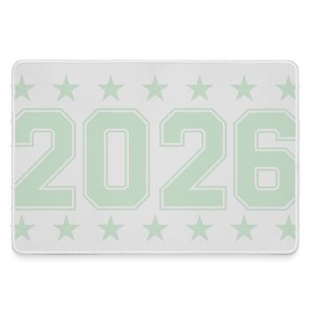 2026 Retro Block Font with Stars - Large Gaming Mouse Mat - grey - Front