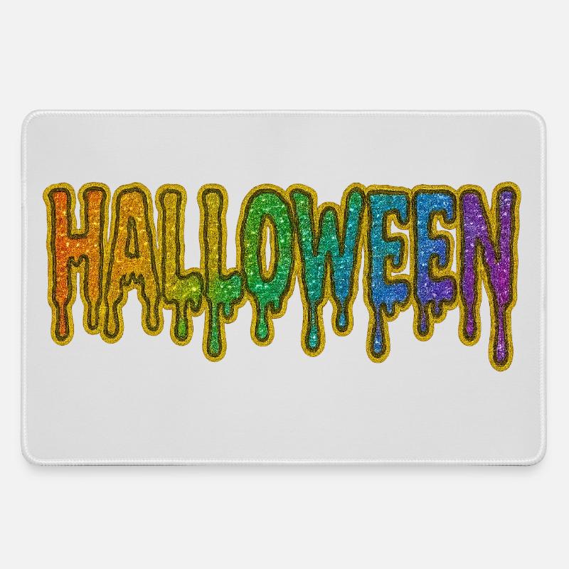 Rainbow Drop Halloween Font - Large Gaming Mouse Mat - grey