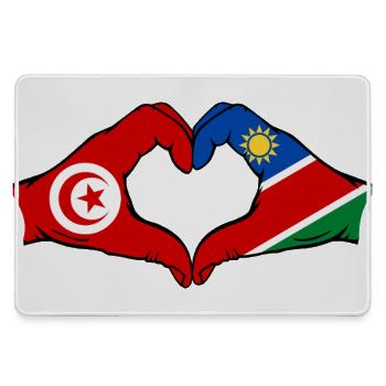 Tunisia Namibia Flag Hands Heart Shape Used - Large Gaming Mouse Mat - grey - Front