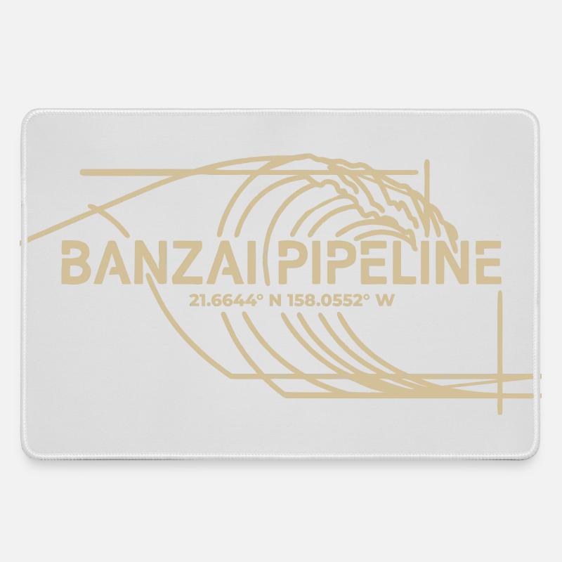 Banzai Pipeline Surf Wave Art - Large Gaming Mouse Mat - grey