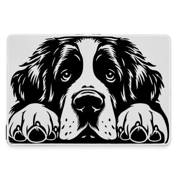 St. Bernard head with paws - Large Gaming Mouse Mat - grey - Front