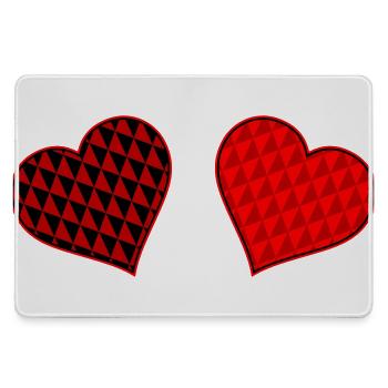 Geometric Heart Duo Red Black - Large Gaming Mouse Mat - grey - Front