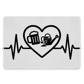 Herz Bier Gartenarbeit Humor - Mousepad groß für Gamer - Grau - Vorne