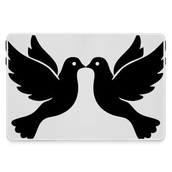 Hochzeitstauben – Schwarze und Weiße Turteltauben - Mousepad groß für Gamer - Grau - Vorne