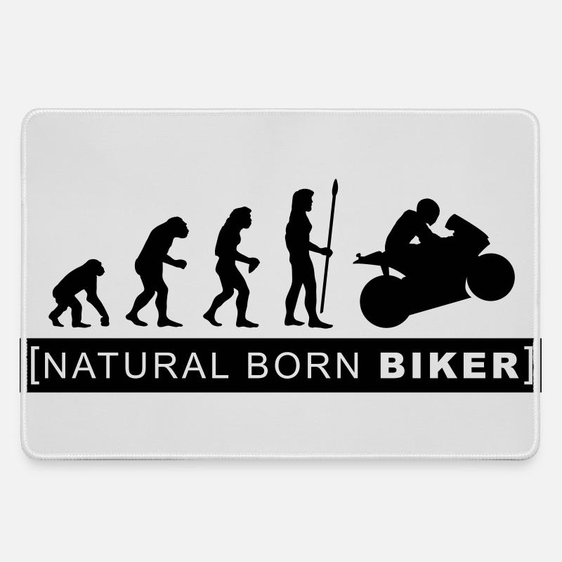 natural born biker - Large Gaming Mouse Mat - grey