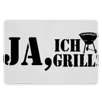 Grillkönig, Grillen, BBQ, Ja ich Grill (25) - Mousepad groß für Gamer - Grau - Vorne