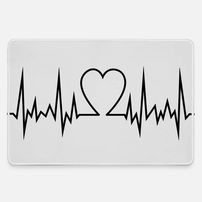 Frequent heart - Large Gaming Mouse Mat - grey