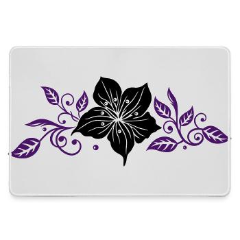 Lily with leaves and floral ornament. - Large Gaming Mouse Mat - grey - Front