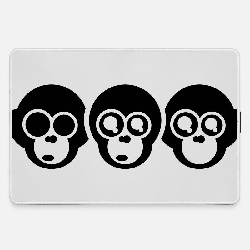 the three monkeys - Large Gaming Mouse Mat - grey