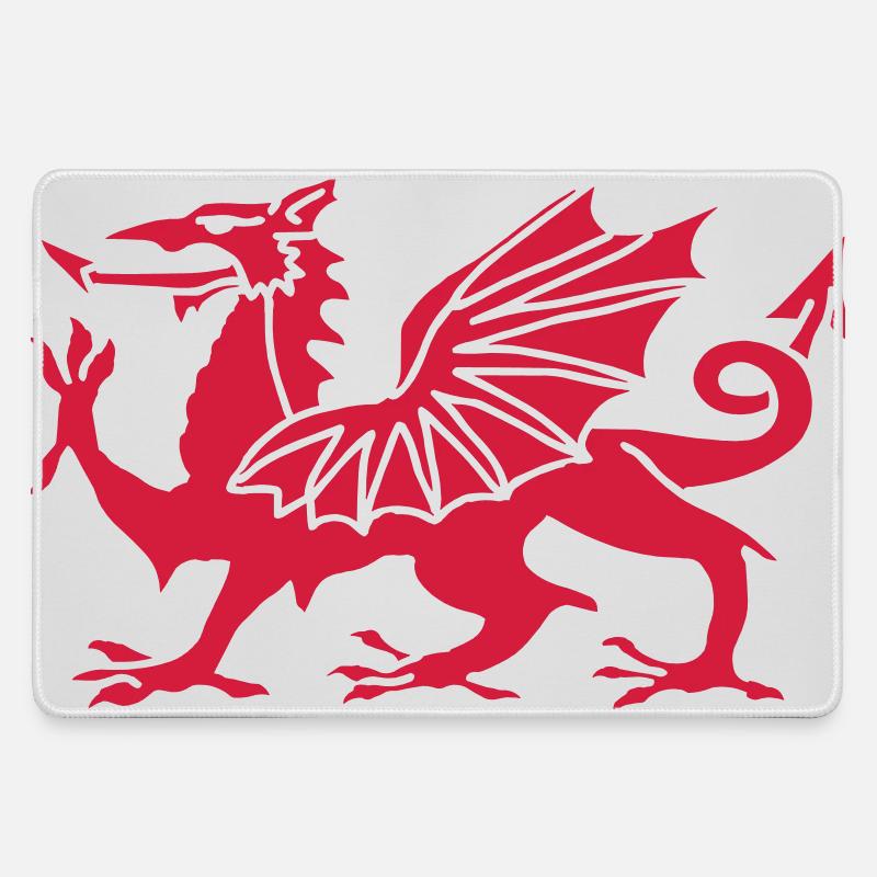 Welsh Dragon - Large Gaming Mouse Mat - grey