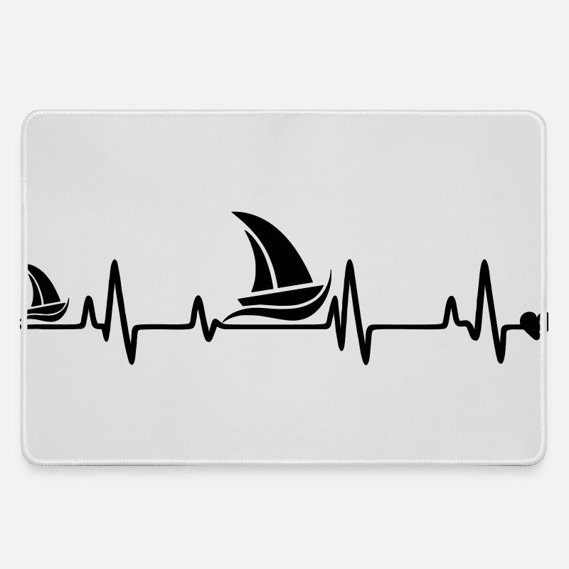Sailboat heart - Large Gaming Mouse Mat - grey