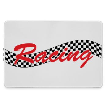 Racing Checked Flag - Car Auto Bike Race - Mousepad groß für Gamer - Grau - Vorne
