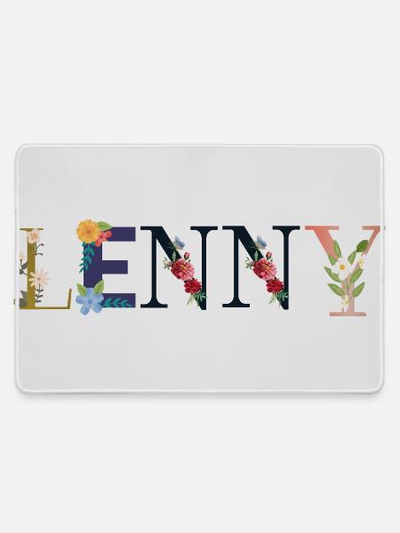 LENNY Name mit Blumen geschmückt - Mousepad groß für Gamer - Grau