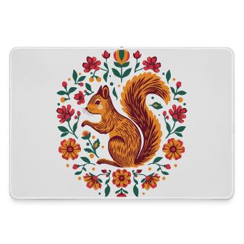 Eichhörnchen im Blumenkranz - Mousepad groß für Gamer - Grau - Vorne
