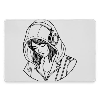 Frau Liebe Musik - Mousepad groß für Gamer - Grau - Vorne