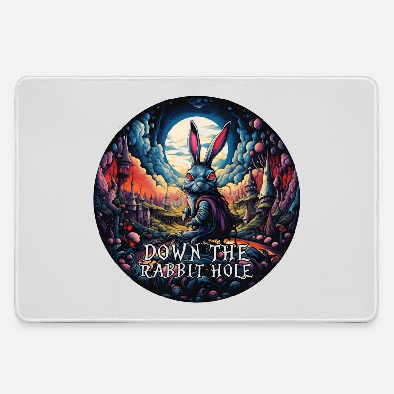 Rabbit Alice in Wonderland Down the rabbit hole - Large Gaming Mouse Mat - grey